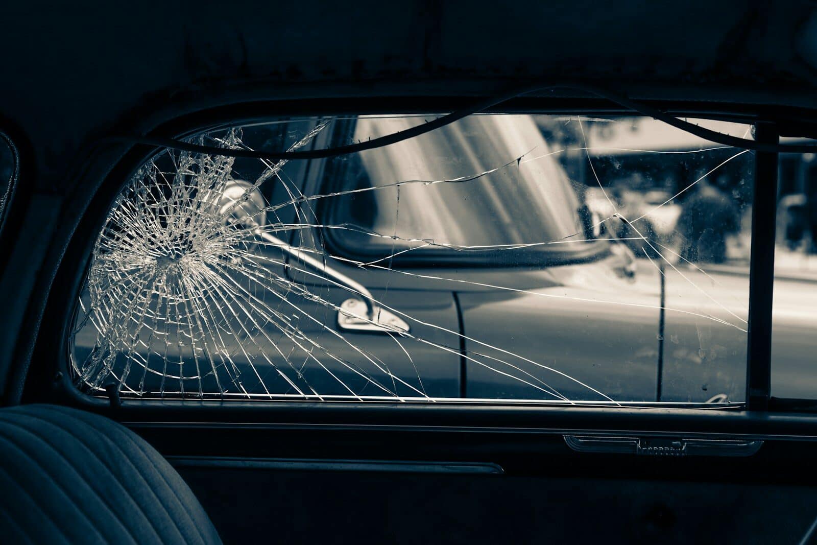spider web on car window